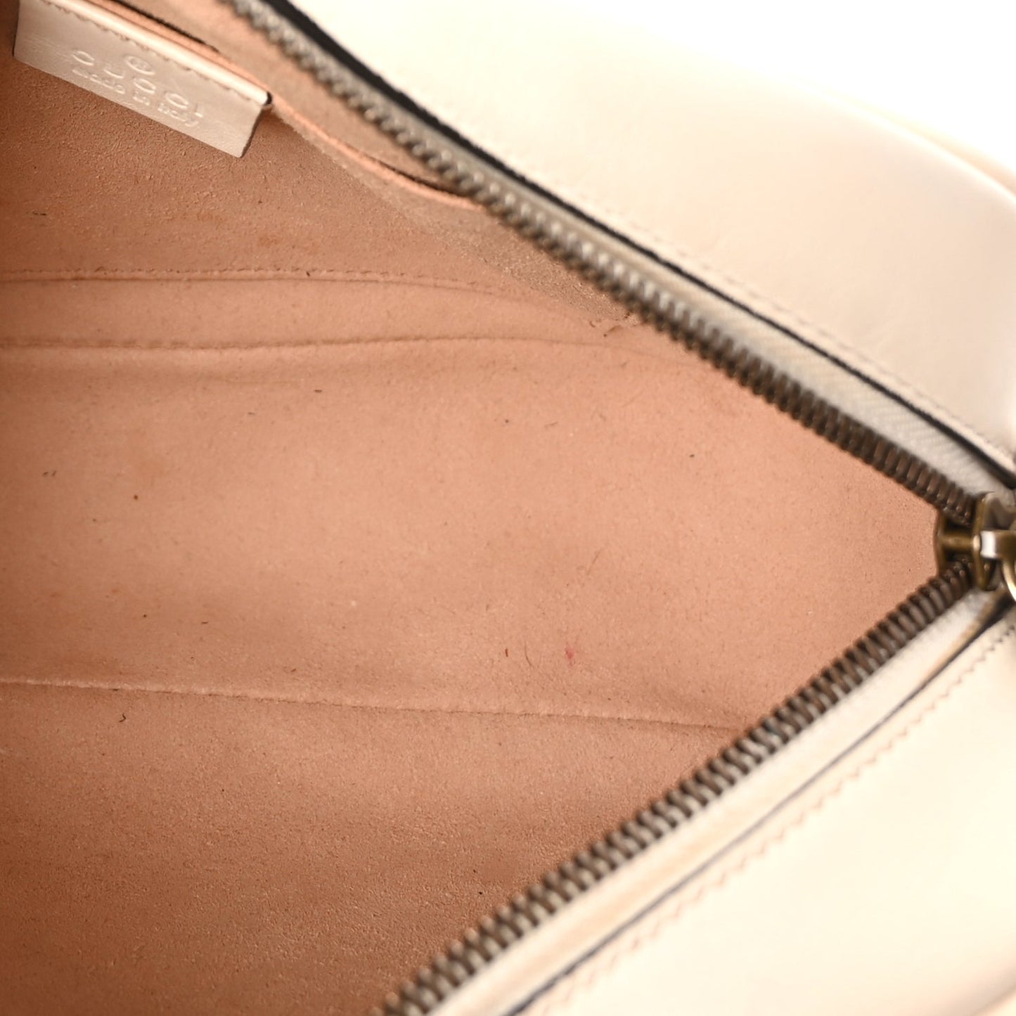 Gucci Calfskin Matelasse Small GG Marmont Chain Shoulder Bag White
