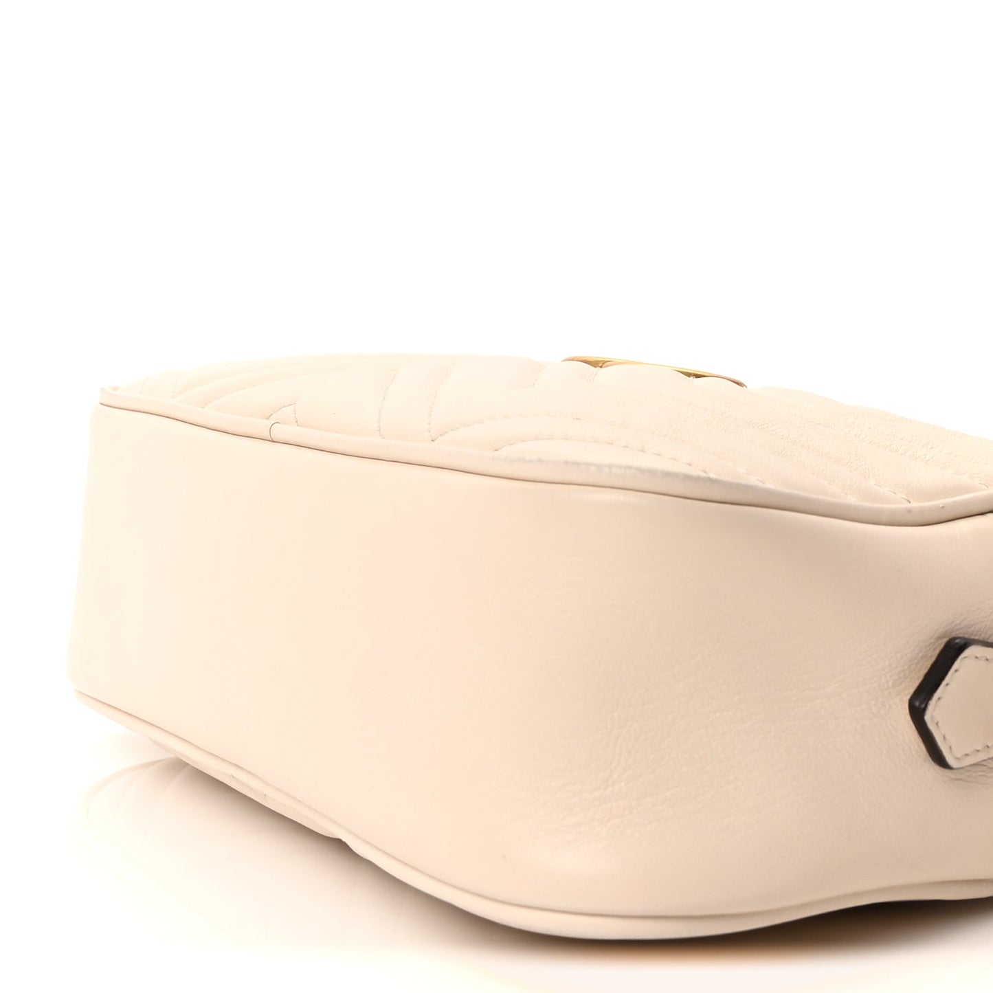 Gucci Calfskin Matelasse Small GG Marmont Chain Shoulder Bag White
