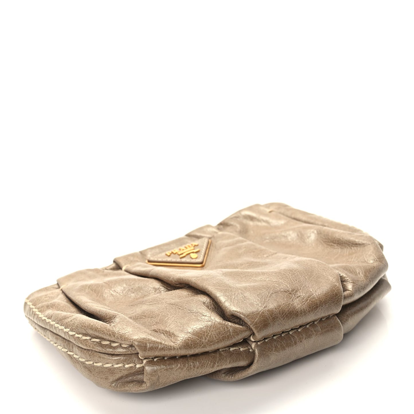 Prada Vitello Shine Mordore Wristlet Clutch Giunco