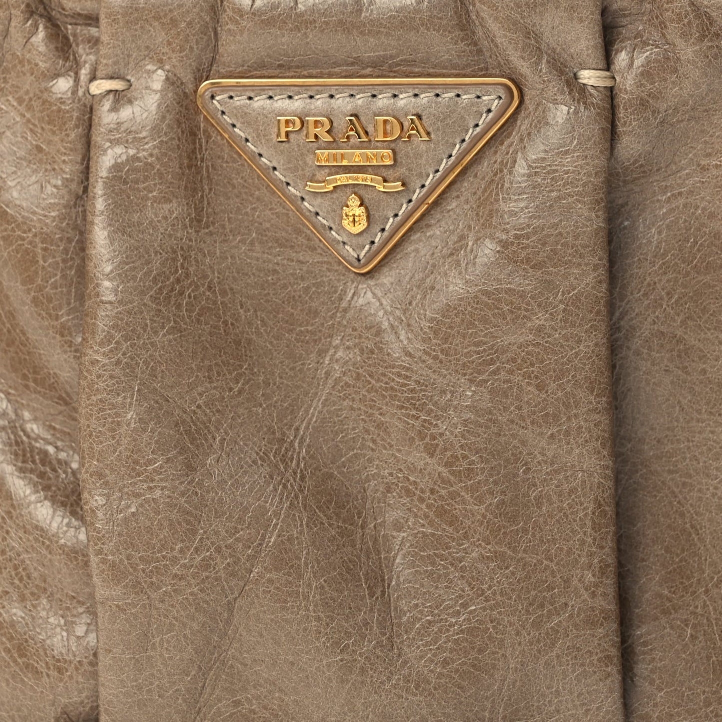 Prada Vitello Shine Mordore Wristlet Clutch Giunco