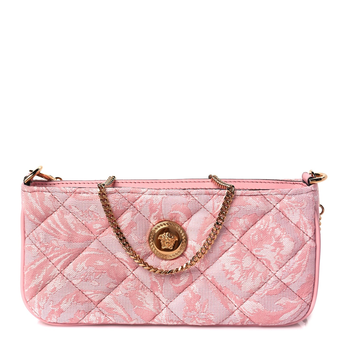 Versace Jacquard Barocco Quilted Medusa Crossbody Pink
