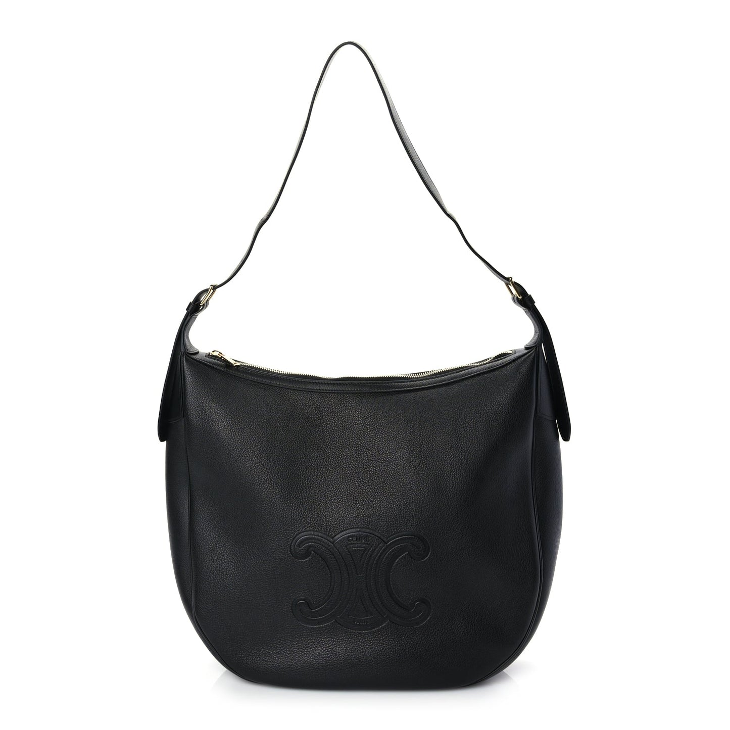 Celine Supple Calfskin Cuir Triomphe Large Heloise Shoulder Bag Black