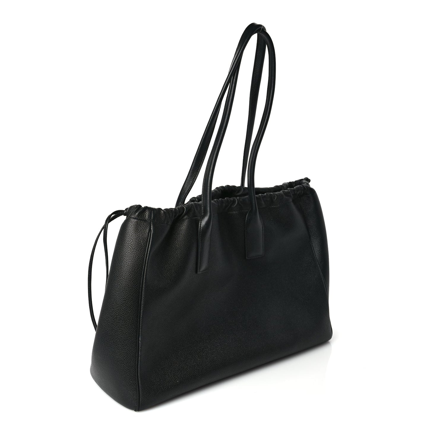 Celine Smooth Calfskin Cuir Triomphe Cabas Drawstring Black