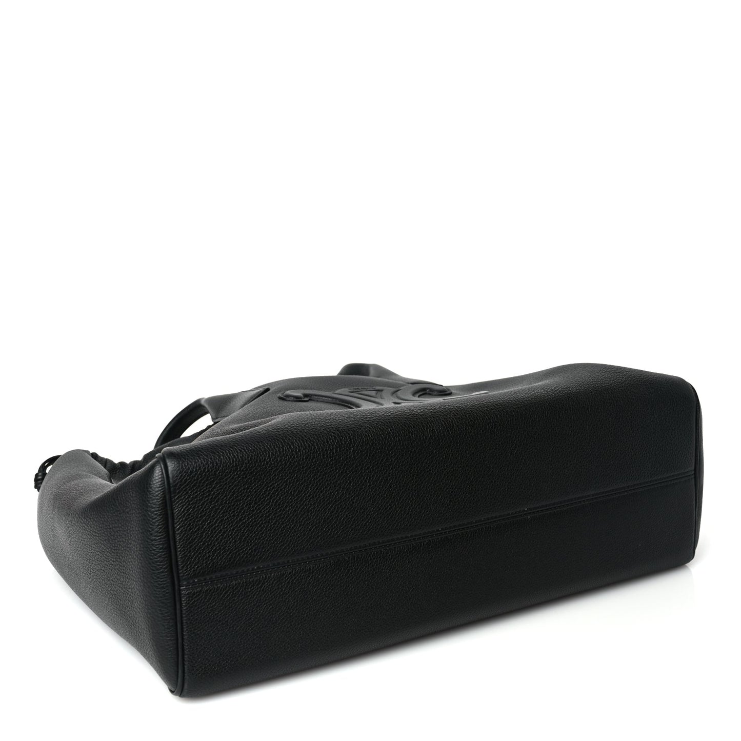 Celine Smooth Calfskin Cuir Triomphe Cabas Drawstring Black
