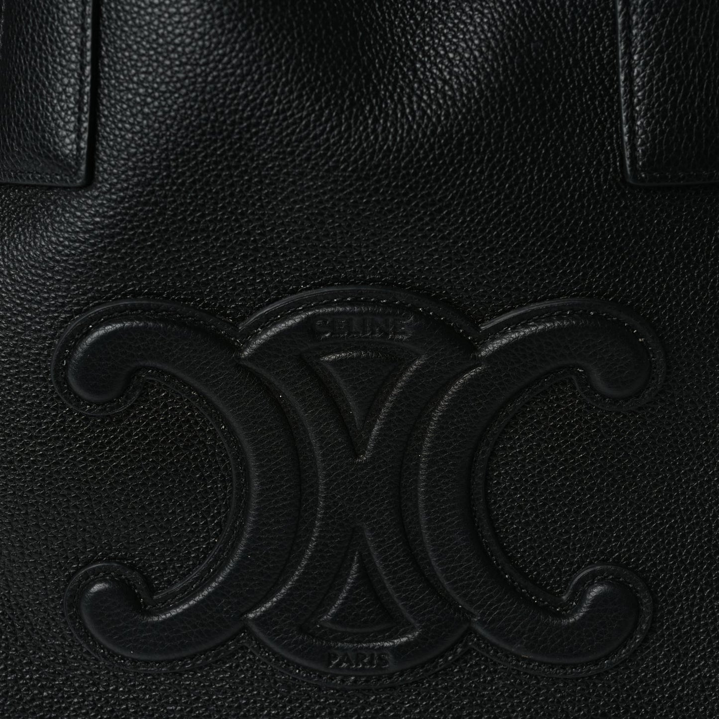 Celine Smooth Calfskin Cuir Triomphe Cabas Drawstring Black