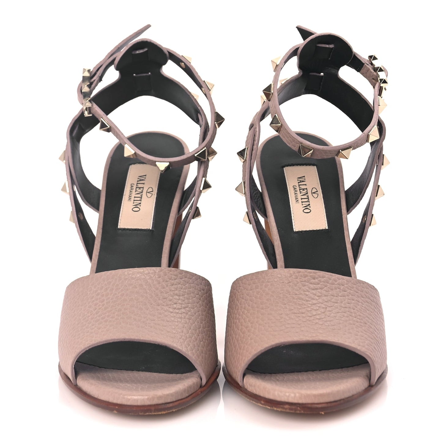 Valentino Valentino Grained Calfskin Block Heel Sandals 38 Poudre