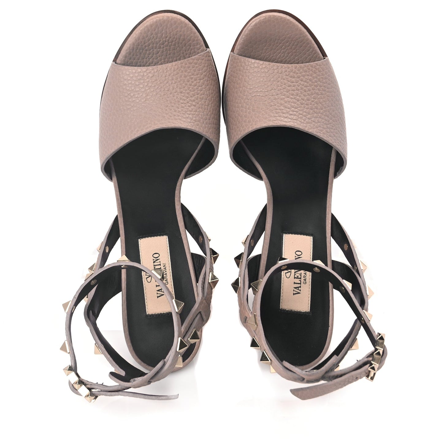 Valentino Valentino Grained Calfskin Block Heel Sandals 38 Poudre