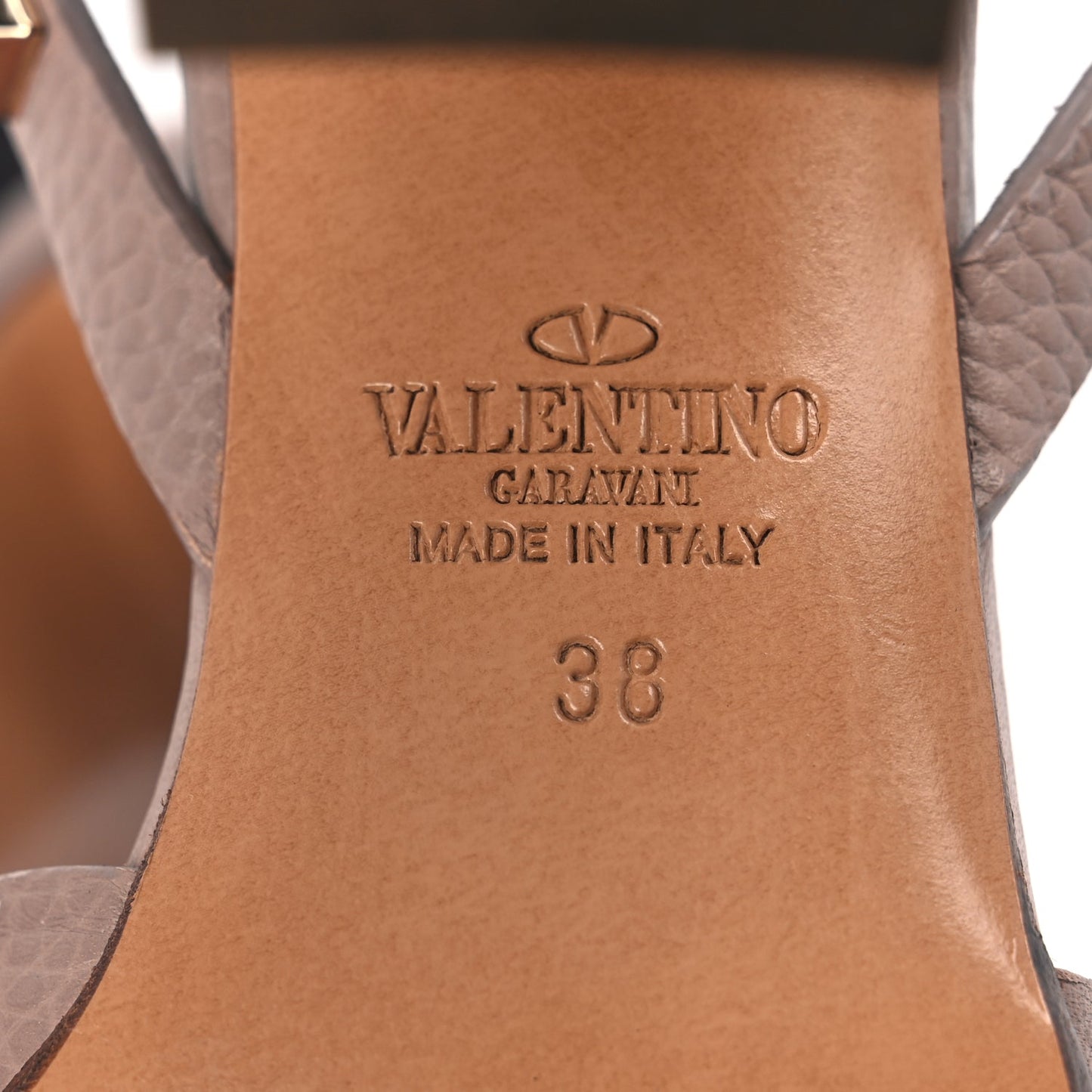 Valentino Valentino Grained Calfskin Block Heel Sandals 38 Poudre