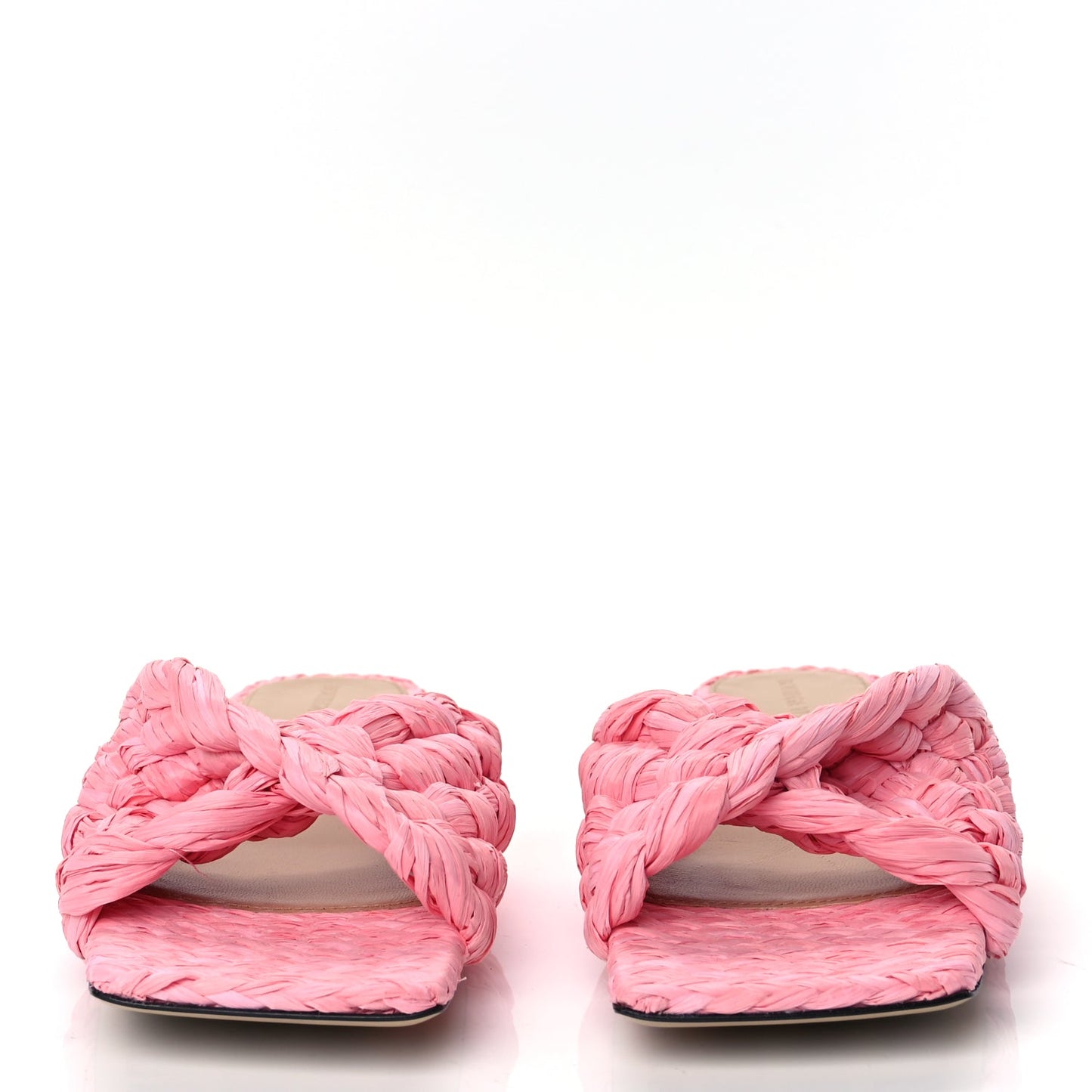 Bottega Veneta Raffia Twisted Intrecciato Stretch Flat Sandals Blossom