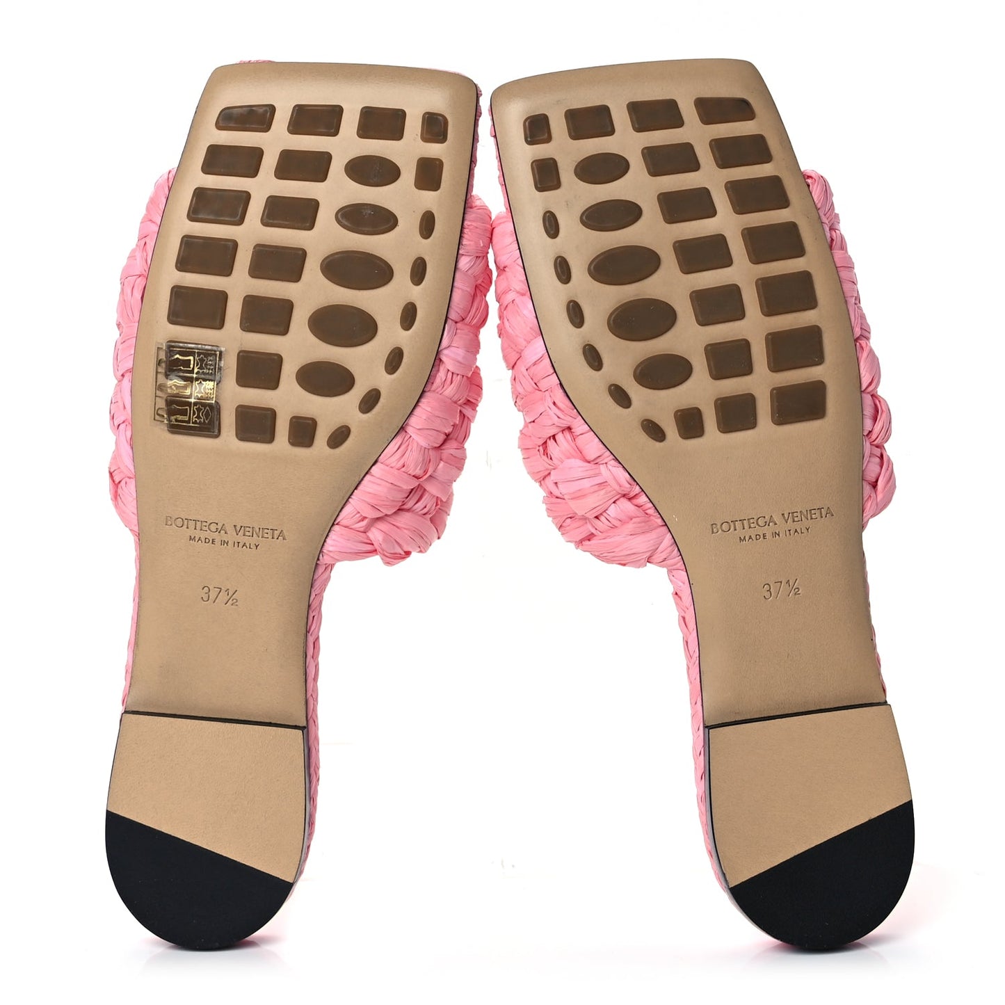 Bottega Veneta Raffia Twisted Intrecciato Stretch Flat Sandals Blossom