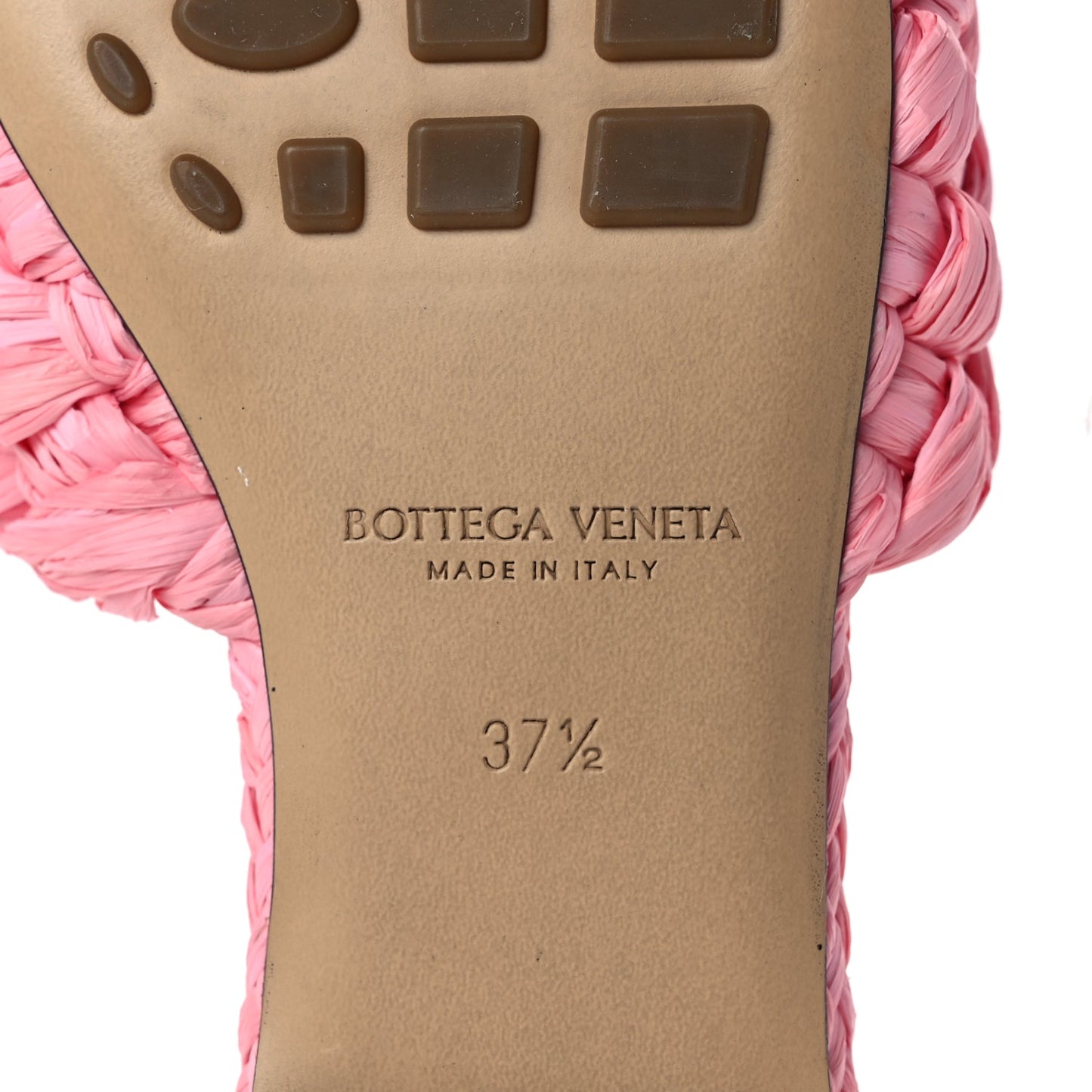 Bottega Veneta Raffia Twisted Intrecciato Stretch Flat Sandals Blossom