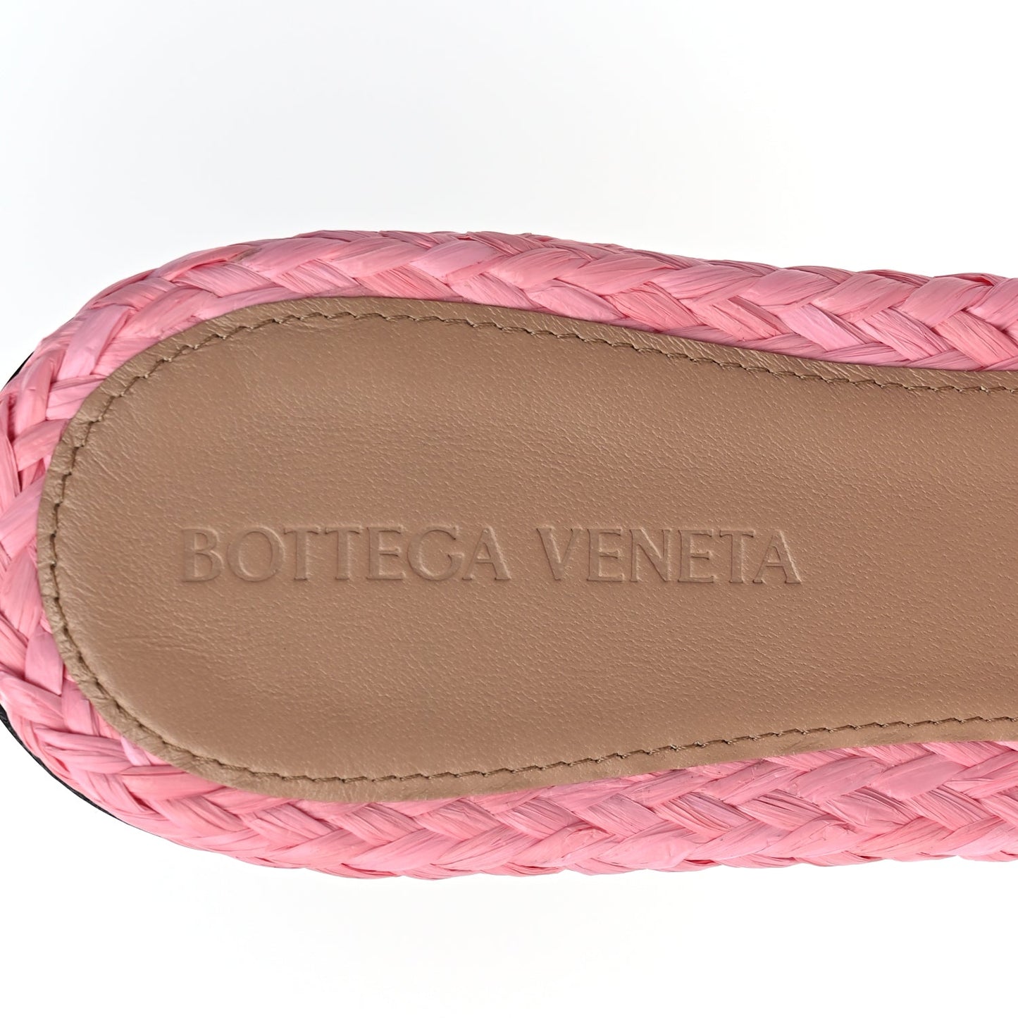 Bottega Veneta Raffia Twisted Intrecciato Stretch Flat Sandals Blossom