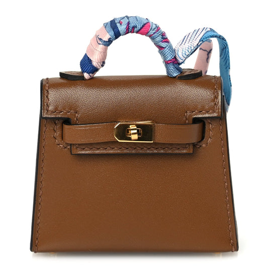 Hermes Tadelakt Mini Kelly Twilly Bag Charm Alezan
