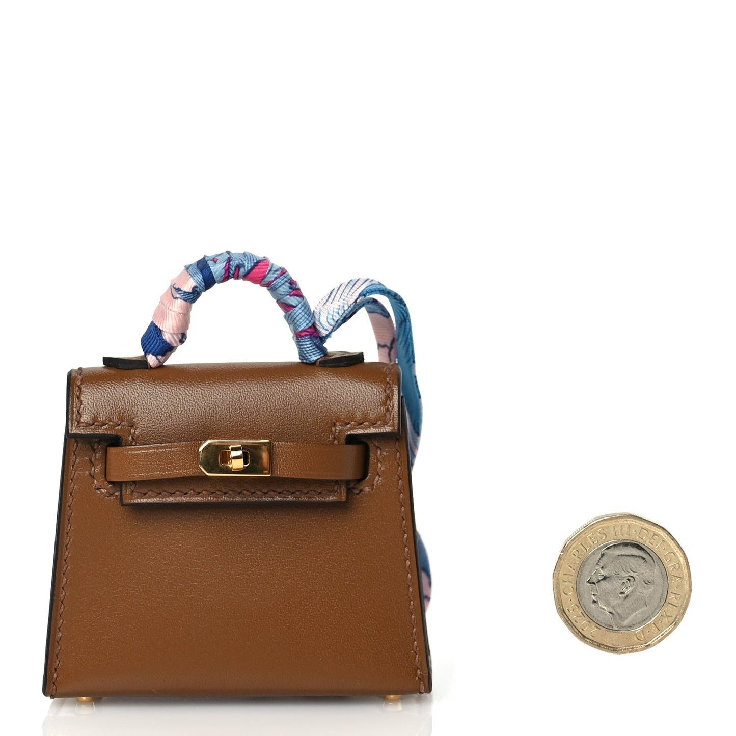 Hermes Tadelakt Mini Kelly Twilly Bag Charm Alezan
