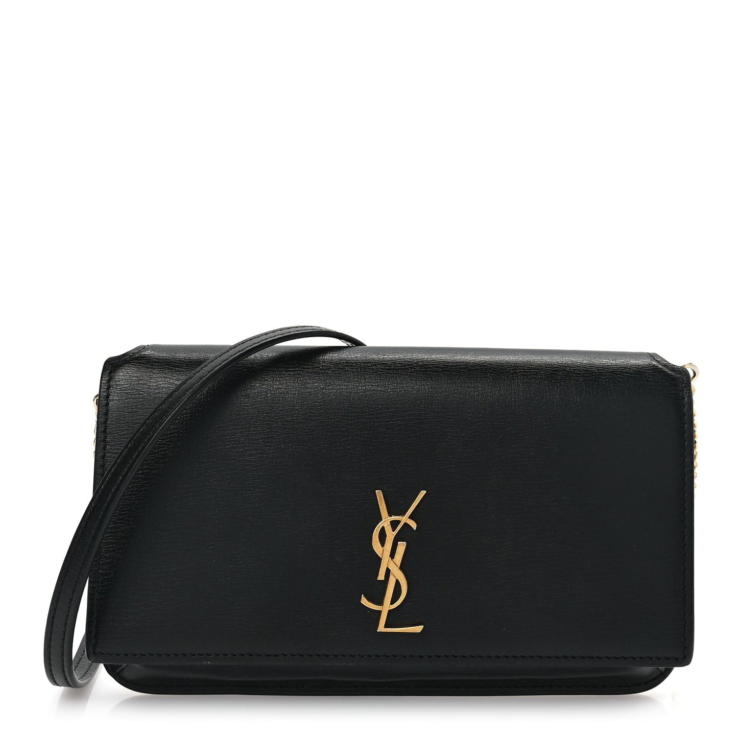 Saint Laurent Smooth Calfskin Monogram Phone Holder Crossbody Black