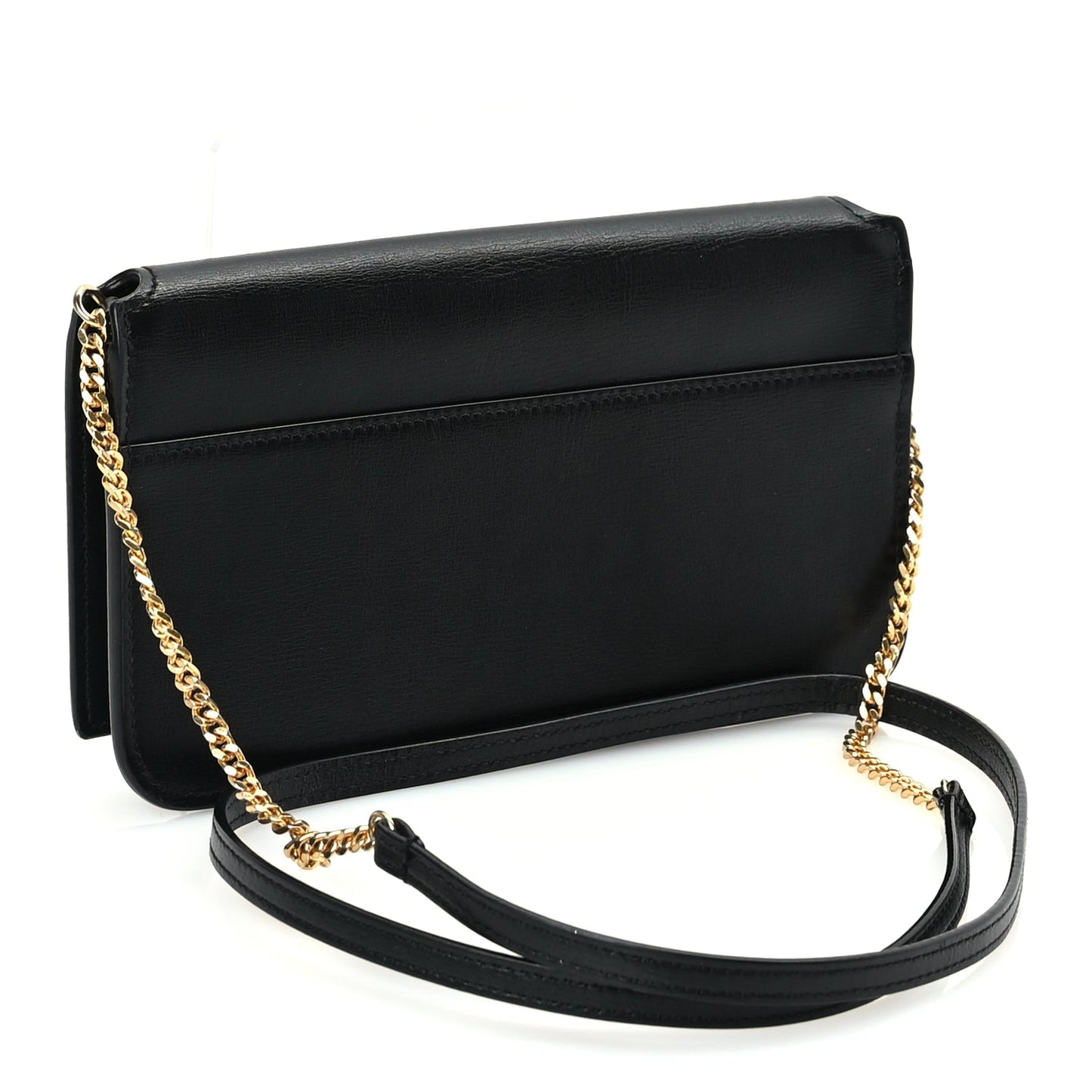 Saint Laurent Smooth Calfskin Monogram Phone Holder Crossbody Black