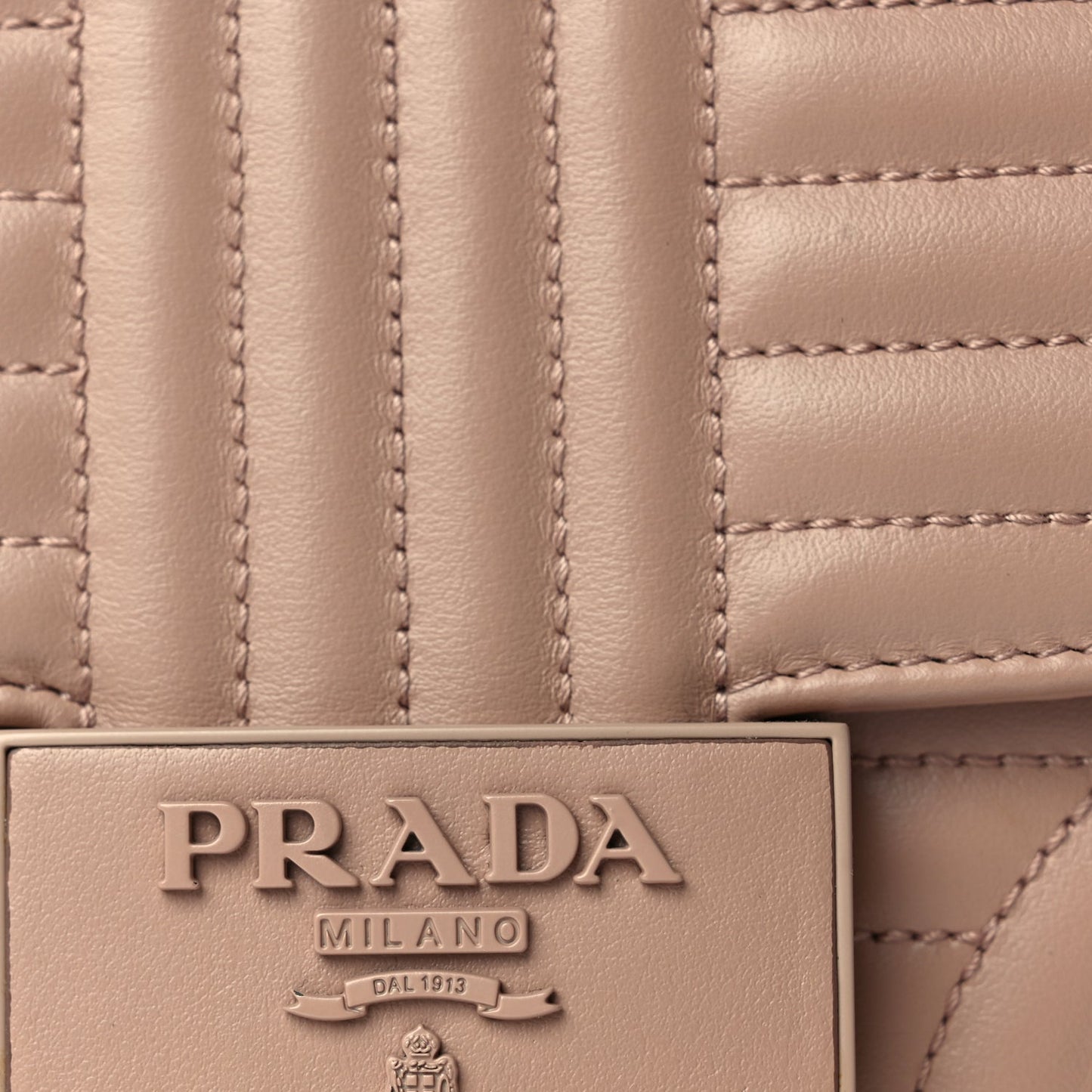 Prada Soft Calfskin Impuntu Embleme Monochrome Flap Shoulder Bag Cipria