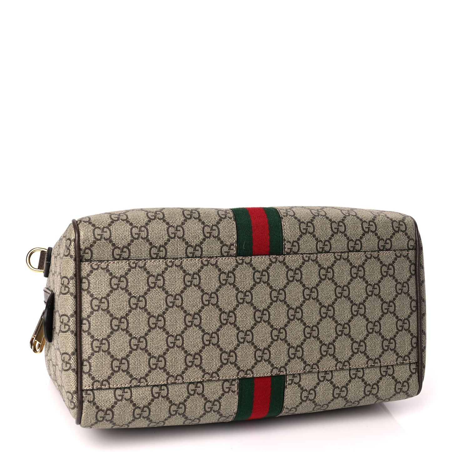 Gucci GG Supreme Monogram Web Medium Ophidia Top Handle Bag Beige Ebony