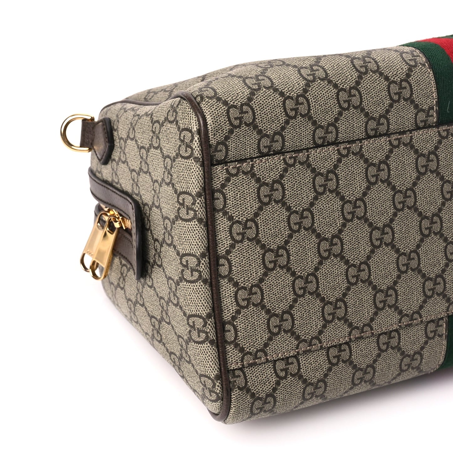 Gucci GG Supreme Monogram Web Medium Ophidia Top Handle Bag Beige Ebony