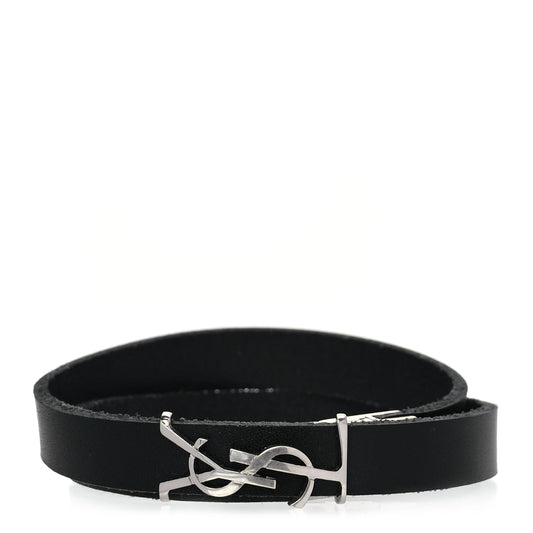 Saint Laurent Calfskin Opyum Double Wrap Bracele Black