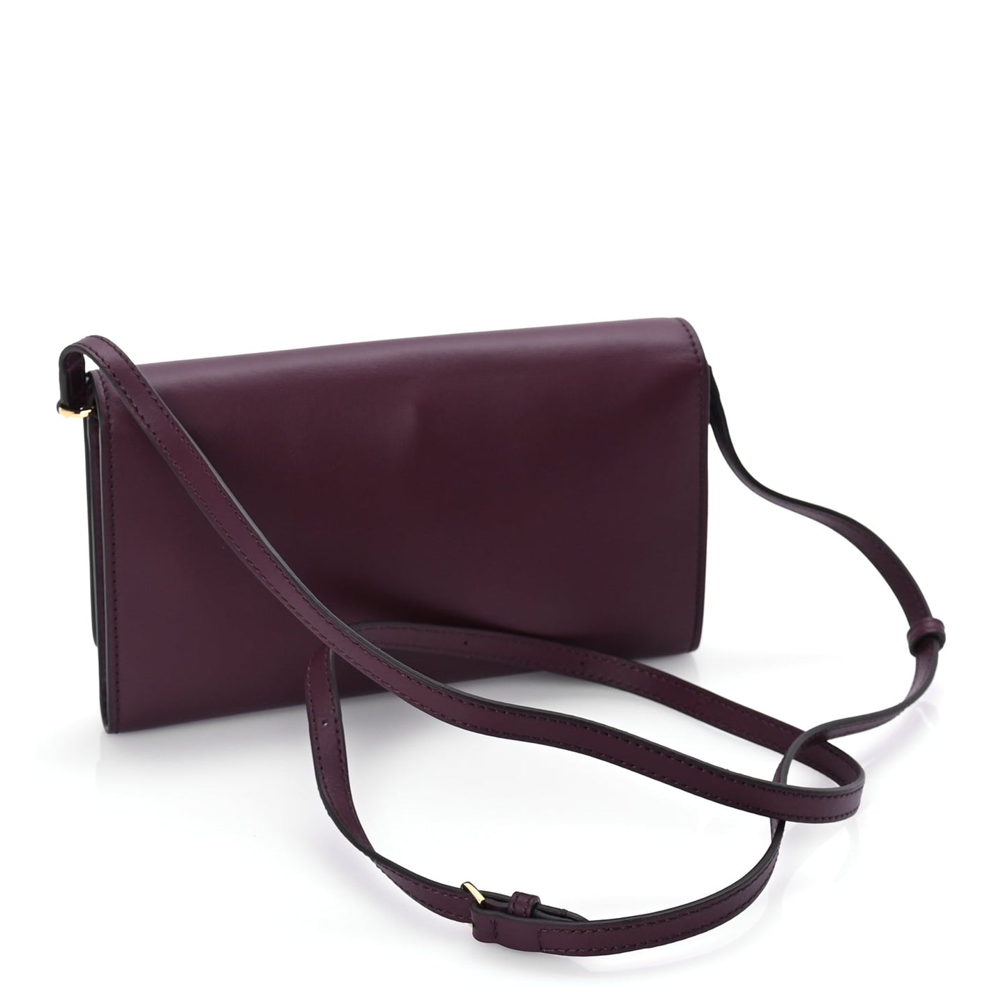 Burberry Calfskin Logo Hazelmere Wallet With Detachable Strap Mahogany Red