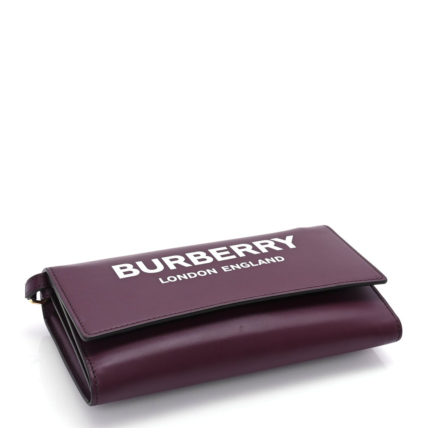 Burberry Calfskin Logo Hazelmere Wallet With Detachable Strap Mahogany Red
