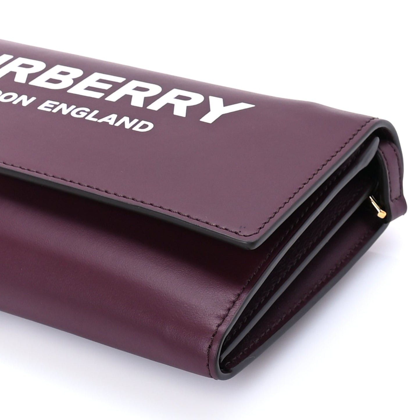Burberry Calfskin Logo Hazelmere Wallet With Detachable Strap Mahogany Red
