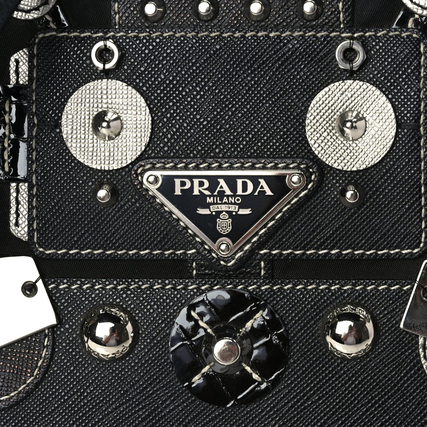 Prada Tessuto Nylon Saffiano Vela Robot Tote Black