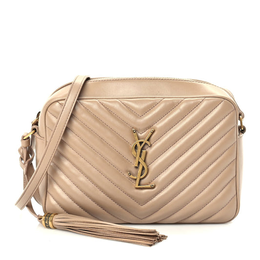 Saint Laurent Calfskin Matelasse Monogram Lou Camera Bag Dark Latte