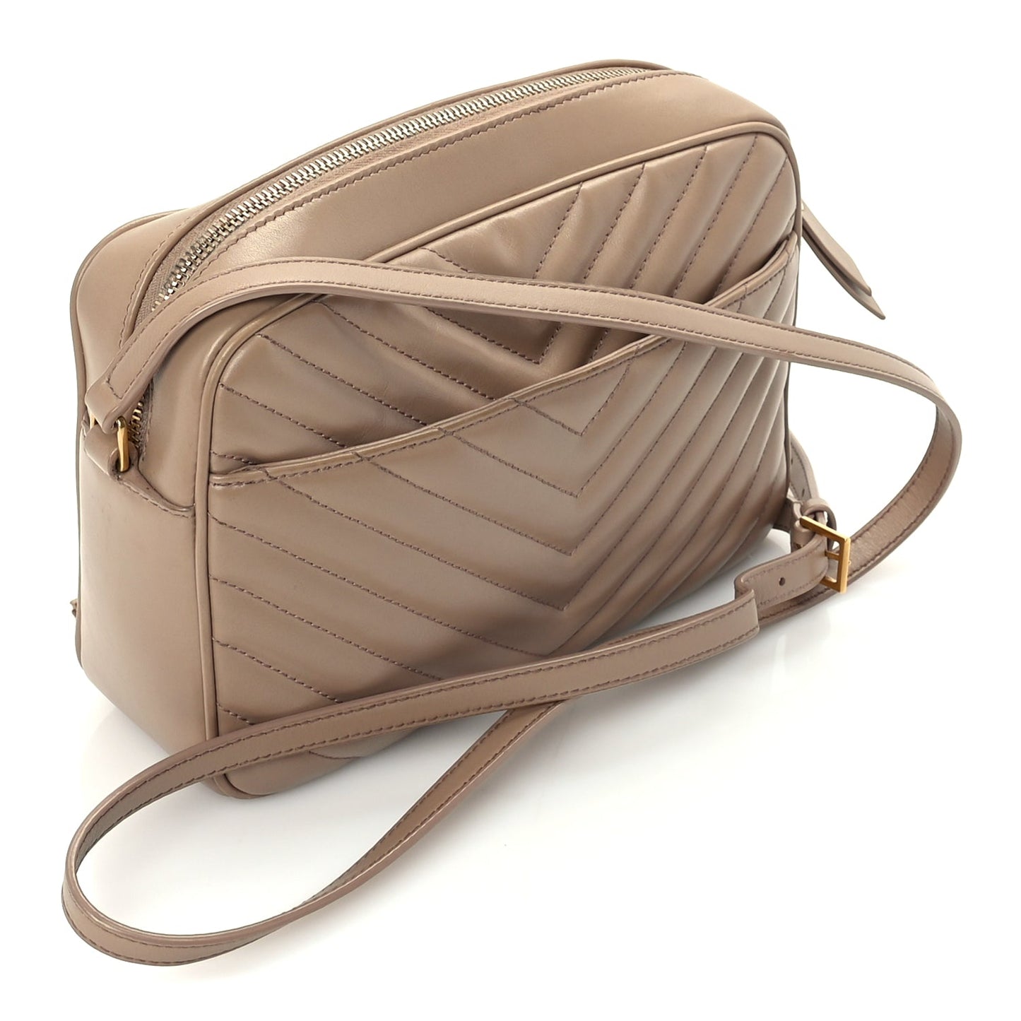 Saint Laurent Calfskin Matelasse Monogram Lou Camera Bag Dark Latte