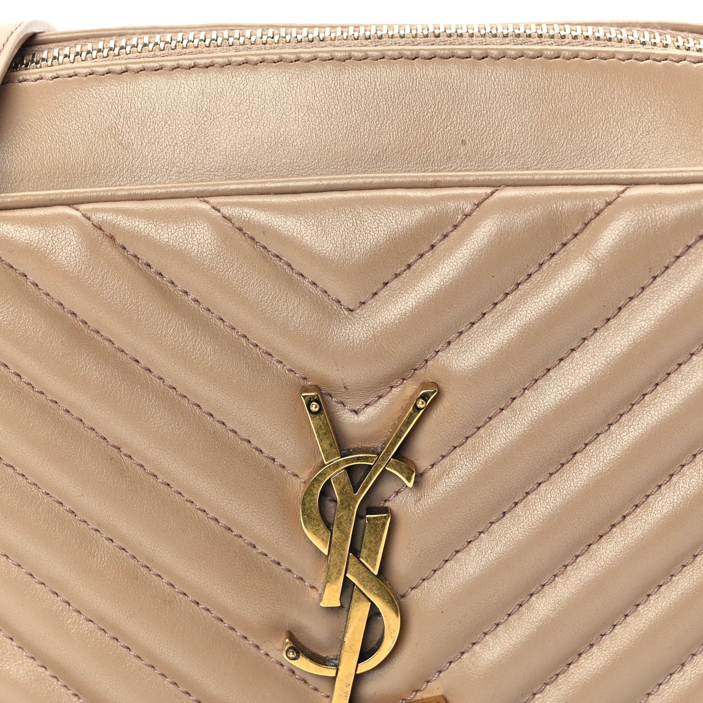 Saint Laurent Calfskin Matelasse Monogram Lou Camera Bag Dark Latte