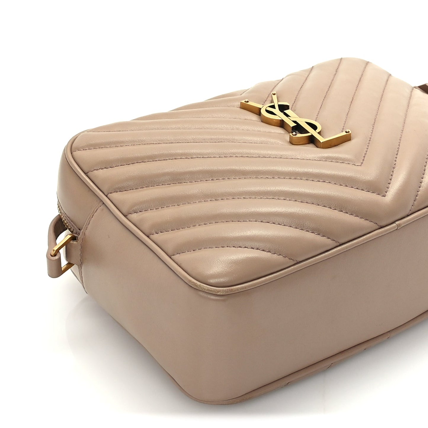 Saint Laurent Calfskin Matelasse Monogram Lou Camera Bag Dark Latte