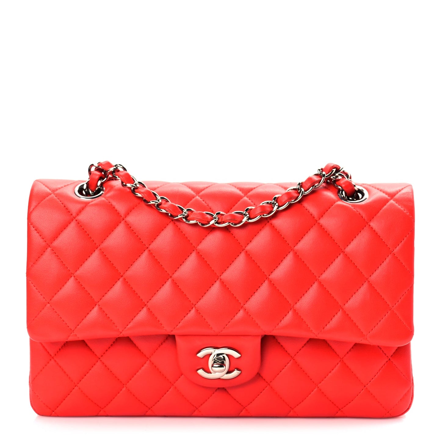 Chanel Lambskin Quilted Medium Double Flap Red