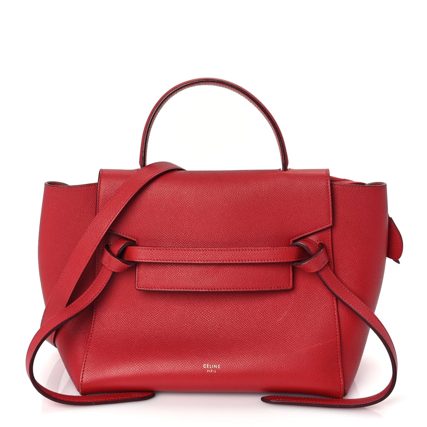 Celine Grained Calfskin Micro Belt Bag Coquelicot