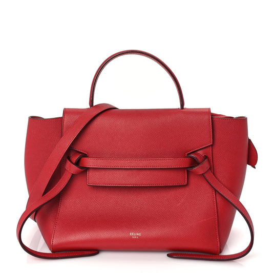 Celine Grained Calfskin Micro Belt Bag Coquelicot