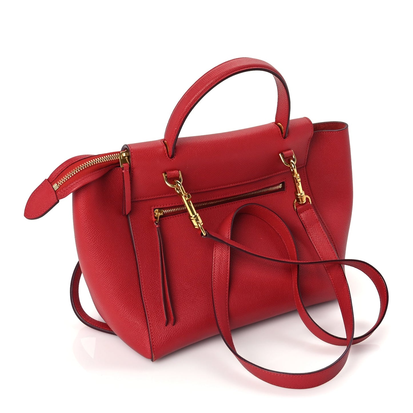 Celine Grained Calfskin Micro Belt Bag Coquelicot