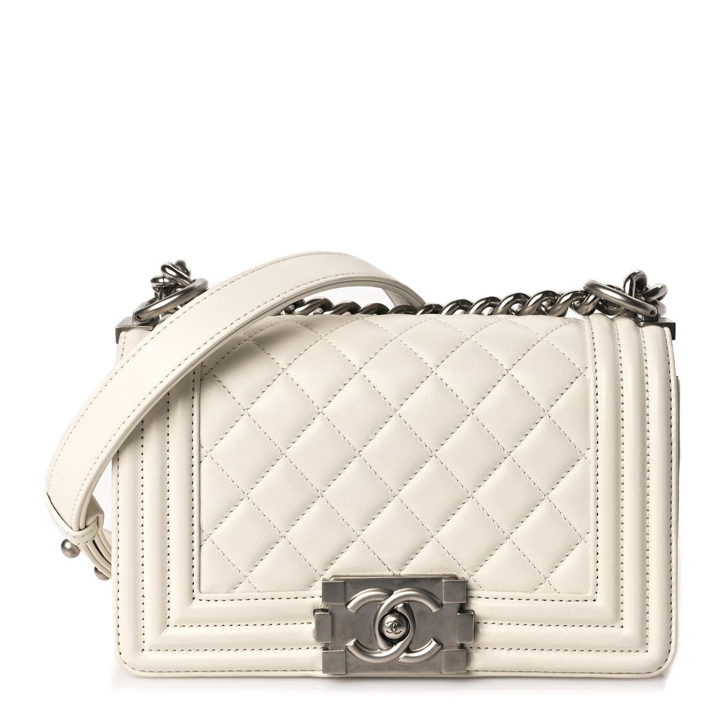 Chanel Calfskin Quilted Small Boy Flap White