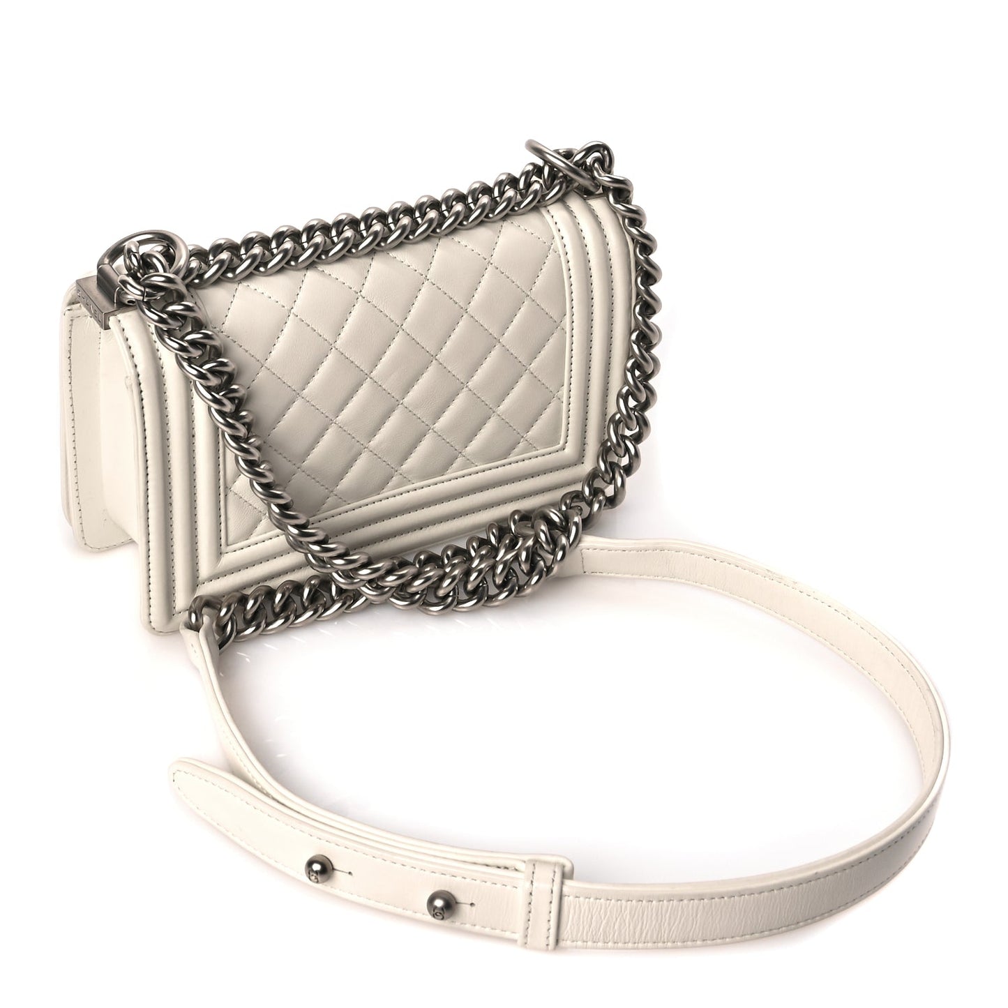 Chanel Calfskin Quilted Small Boy Flap White