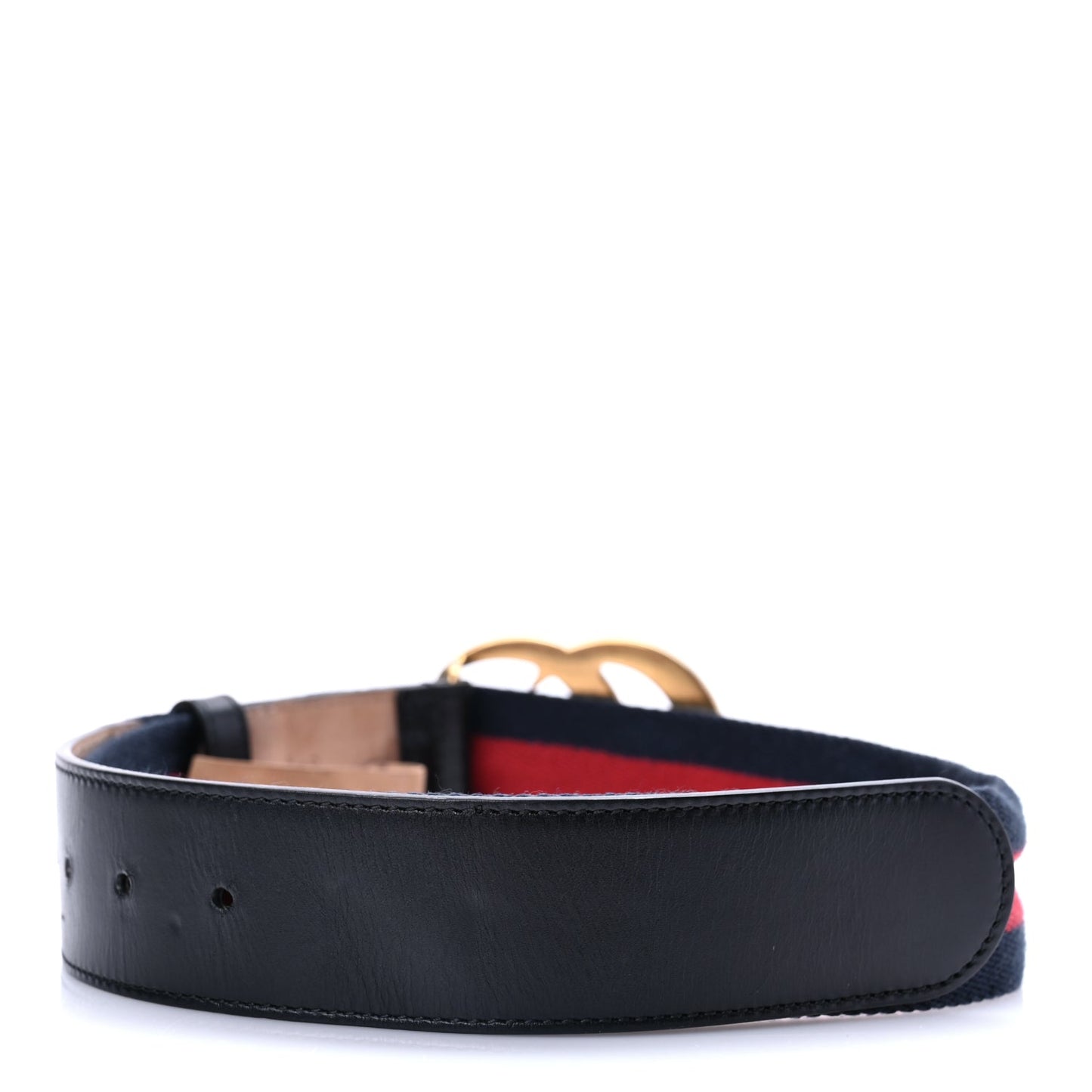 Gucci Nylon Calfskin Double G Web 40mm Belt 80 32 Blue Red Black