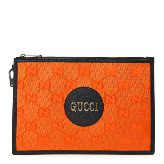 Gucci Econyl Nylon Monogram Off The Grid Zip Pouch Carrot Orange