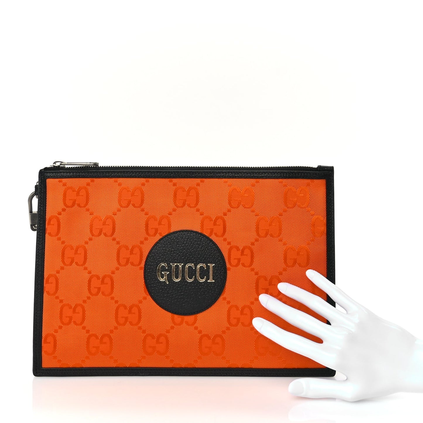 Gucci Econyl Nylon Monogram Off The Grid Zip Pouch Carrot Orange