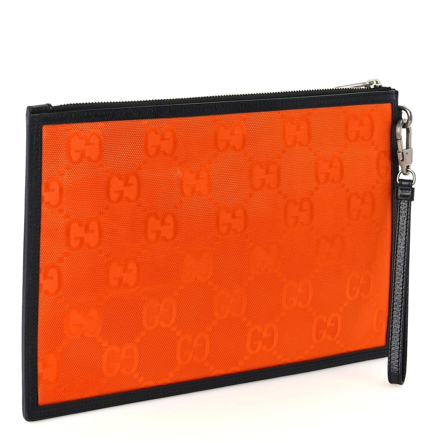 Gucci Econyl Nylon Monogram Off The Grid Zip Pouch Carrot Orange