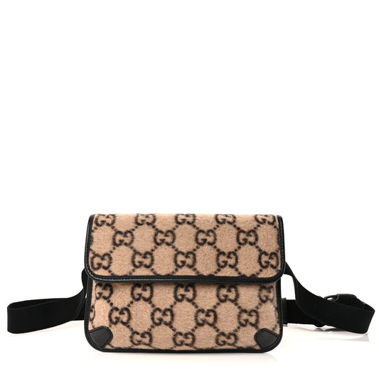 Gucci Covered Wool GG Monogram Slim Belt Bag  Beige