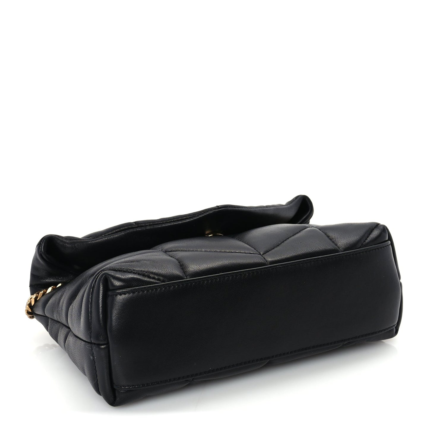 Saint Laurent Lambskin Quilted Toy Loulou Puffer Monogram Chain Satchel Black