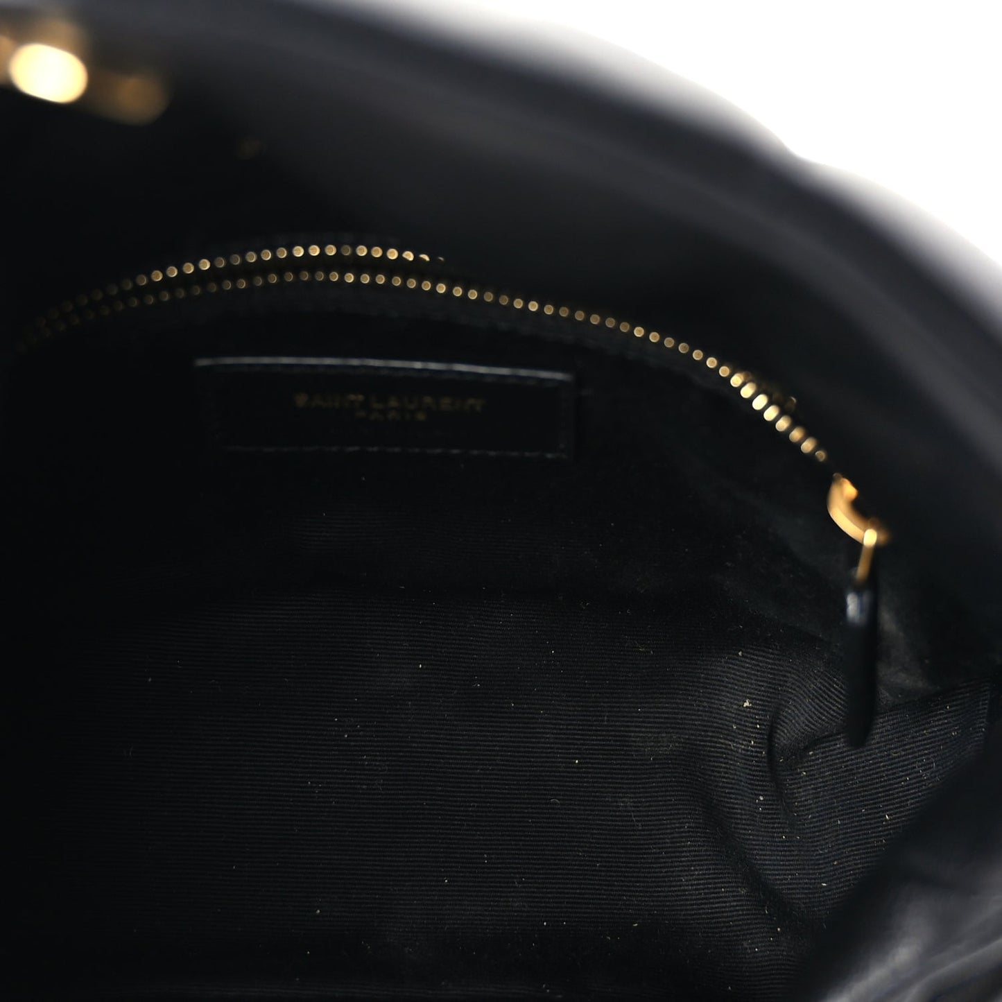 Saint Laurent Lambskin Quilted Toy Loulou Puffer Monogram Chain Satchel Black