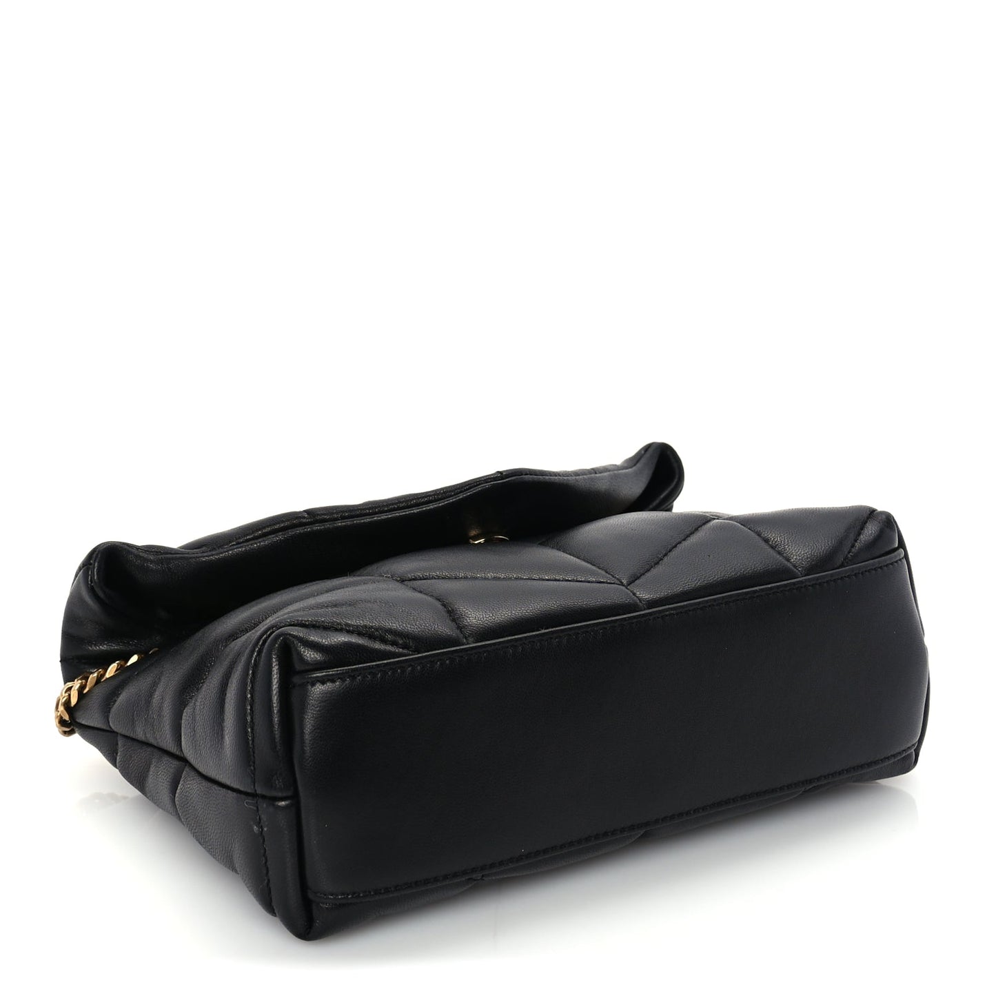 Saint Laurent Lambskin Quilted Toy Loulou Puffer Monogram Chain Satchel Black