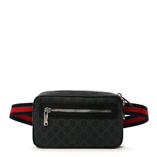Gucci Soft GG Supreme Monogram Web Belt Bag Black Grey