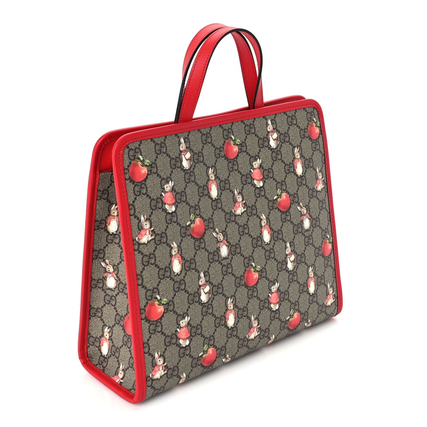 Gucci X Peter Rabbit GG Supreme Monogram Rabbit Apple Childrens Tote Beige Ebony Multicolor Bright Hibiscus