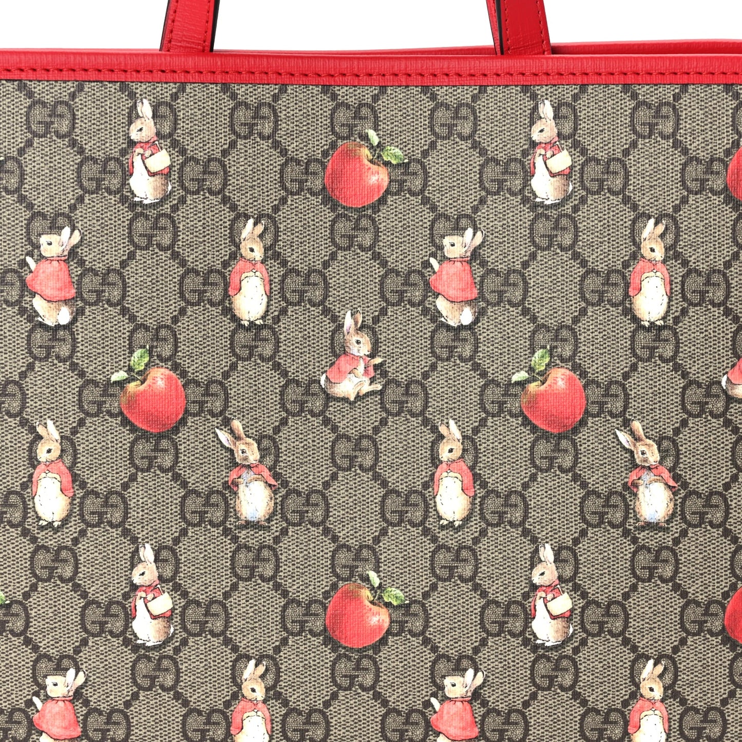 Gucci X Peter Rabbit GG Supreme Monogram Rabbit Apple Childrens Tote Beige Ebony Multicolor Bright Hibiscus