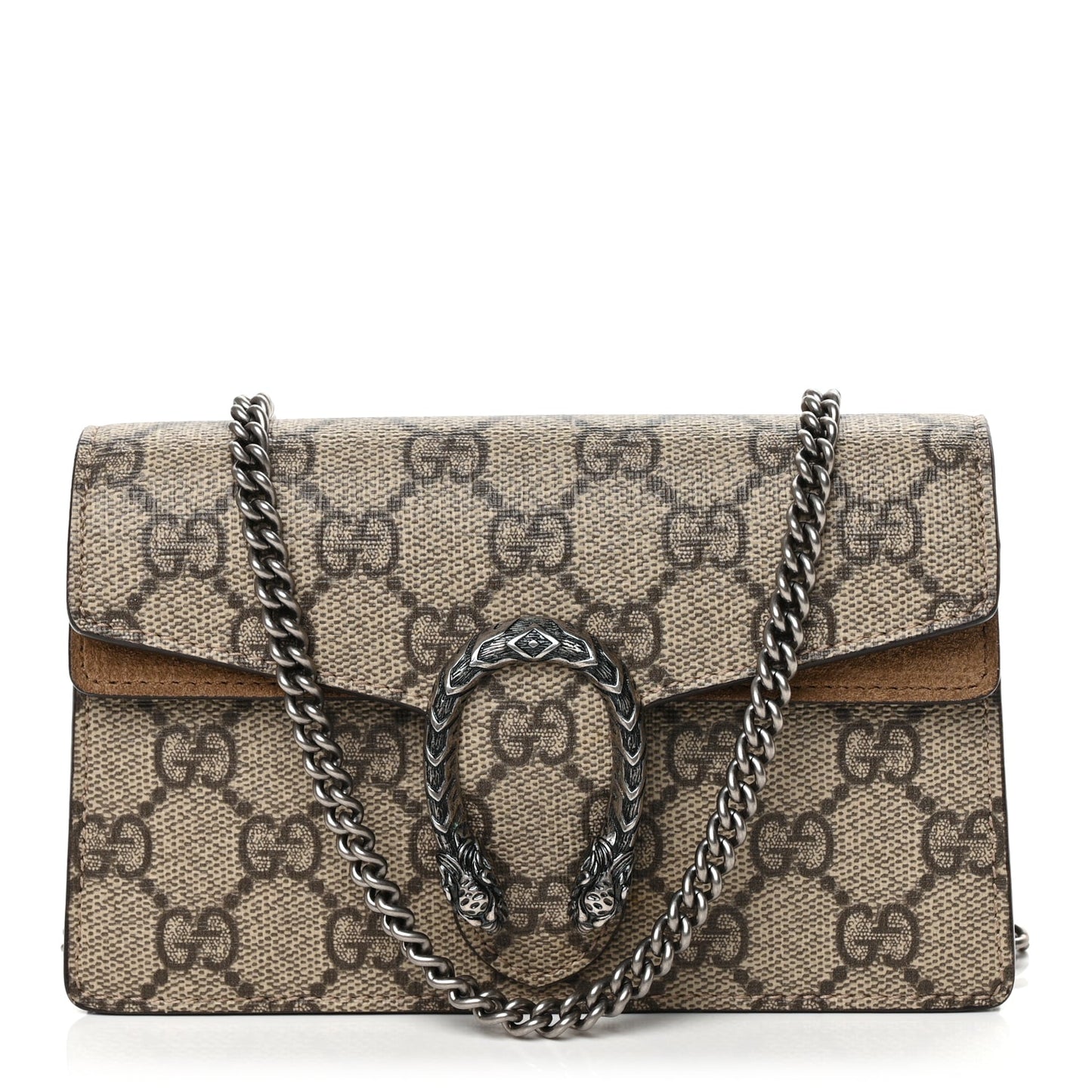 Gucci GG Supreme Monogram Super Mini Dionysus Shoulder Bag Taupe